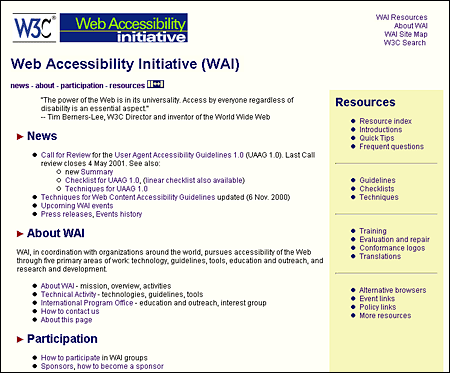 Domača stran Web Accessibility Initiative home