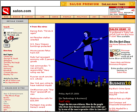 Screen shot: News-oriented page on Salon site