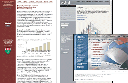 Screen shot: Three pages from the Yale University School of Medicine site
