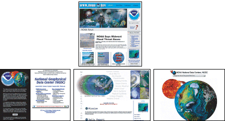 Domača stran NOAA in nekaj notranjih strani