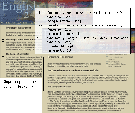 Screen shot: English 2-3 page in Internet Explorer and Netscape Navigator