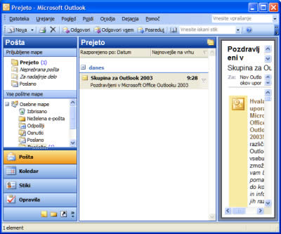 Skupno delo z Microsoft Outlook