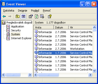 Pregledovalnik dogodkov