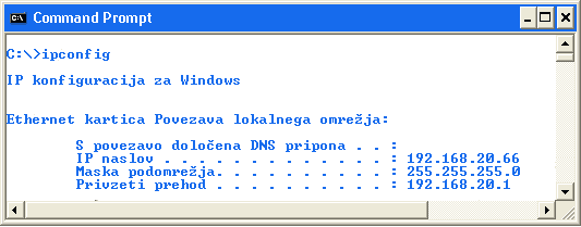šrimer ipconfig